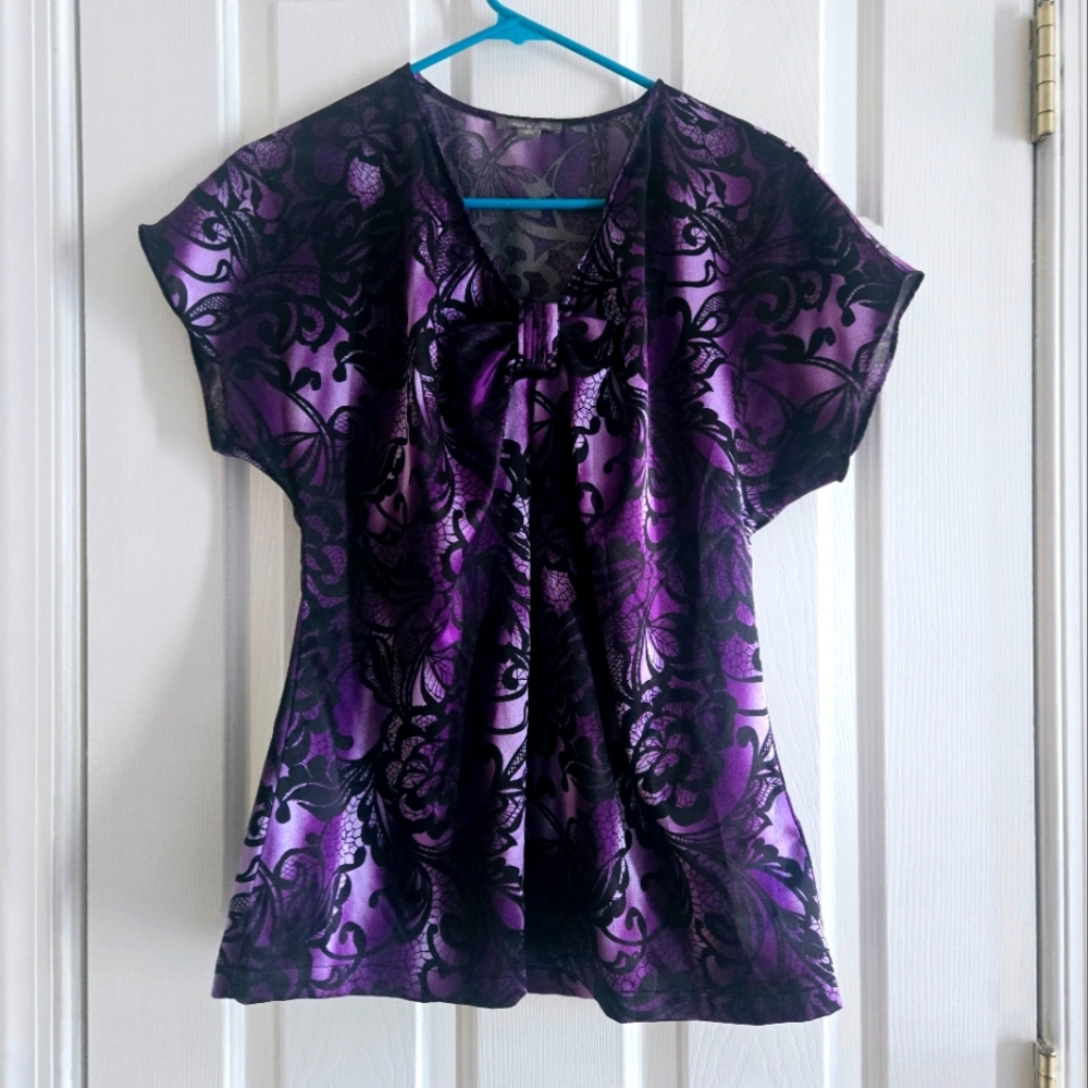 Y2k Sexy purple And Blackmedium blouse